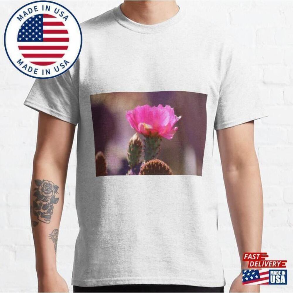 Striking Cactus Flower Botanical Nature Art Minimal Classic T-Shirt